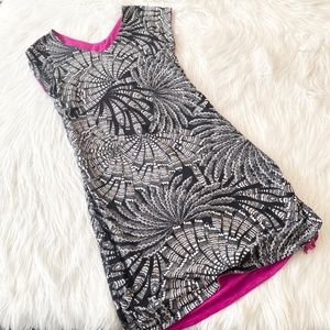 Title Nine Black and White Patterned Dress with Pink Accents